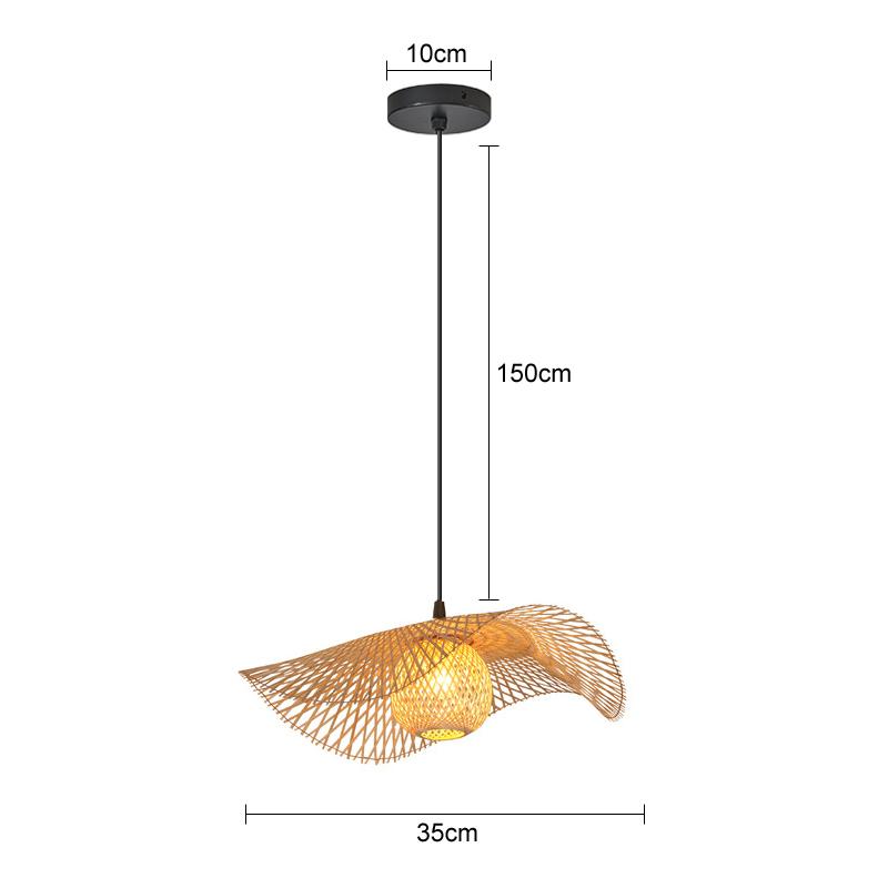 1Pcs Hand Woven Bamboo Pendant Lights Southeast Asia Dia 35cm Rattan Wicker Chandelier Dining Rroom Bamboo Art Lamp