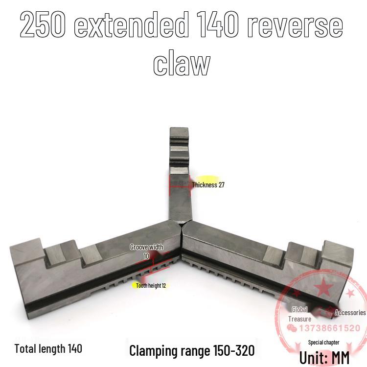 250mm & 500mm Extended Three-Jaw Chuck with Adjustable Jaws