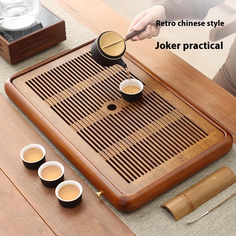 Tea Tray Home Small Solid Wood Pear Wood Dry Soaking Platform Water Storage Tea Set Tea Tray Wooden Tray