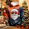 Men's Long Sleeve Hooded Sweatshirt with Christmas Graphic Print, Casual Pullover for Holiday and Winter Wear