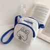 Cute Cartoon Canvas Crossbody Bag for Women, Kawaii Bear and Rabbit Print Mini Square Shoulder Purse, Zipper Closure Single Strap Daily Handbag