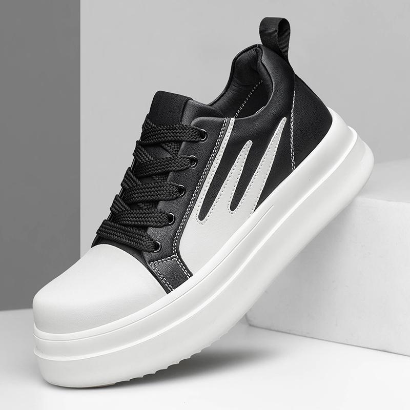 Genuine Leather Men's Casual Shoes New Male Skateboard Footwear Thick Bottom Walking Shoes Outdoor Lace-Up Men Sneakers Trainers