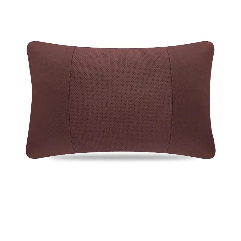 Car Headrest Universal Neck Pillow Breathable Holes Headrest Wool Fabric Perforated Lumbar Pad Car Interior Accessories