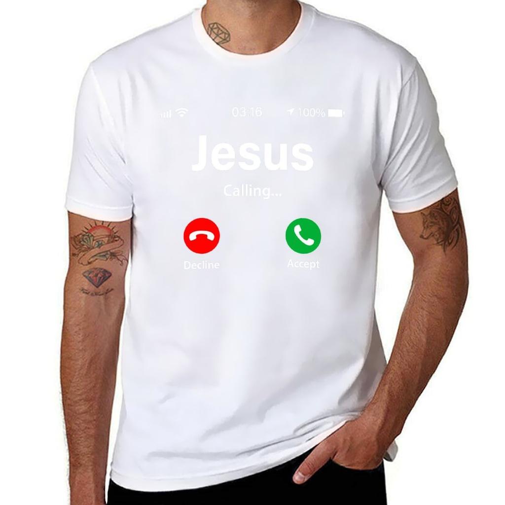 Jesus Calling Shirt Funny Jesus Phone Christian Tshirt Tshirt Vintage Cotton Graphic Tees Unisex Graphic T Shirts