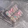 Handmade Press-On Nails Sweet Candy Color Ice-Transparent Mocha Rhinestone Nail Tips Women