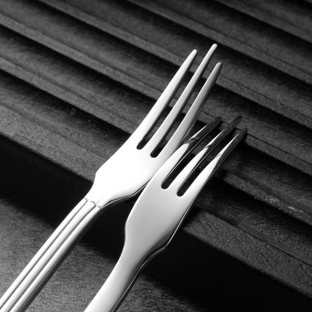 10PCS 3-toothed Stainless Steel Slender Fruit Fork Reusable Extended Handle Afternoon Tea Fork Rust-proof Salad Fork Party