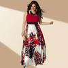 Elegant 2019 Floral Print Sleeveless Maxi Dress For Women In Plus Size Cotton Blend