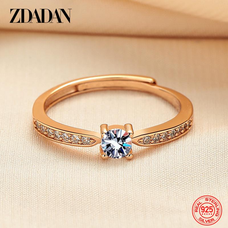 925er Sterling Silber 18K Gold Moissanit Ring für Damen Modeschmuck