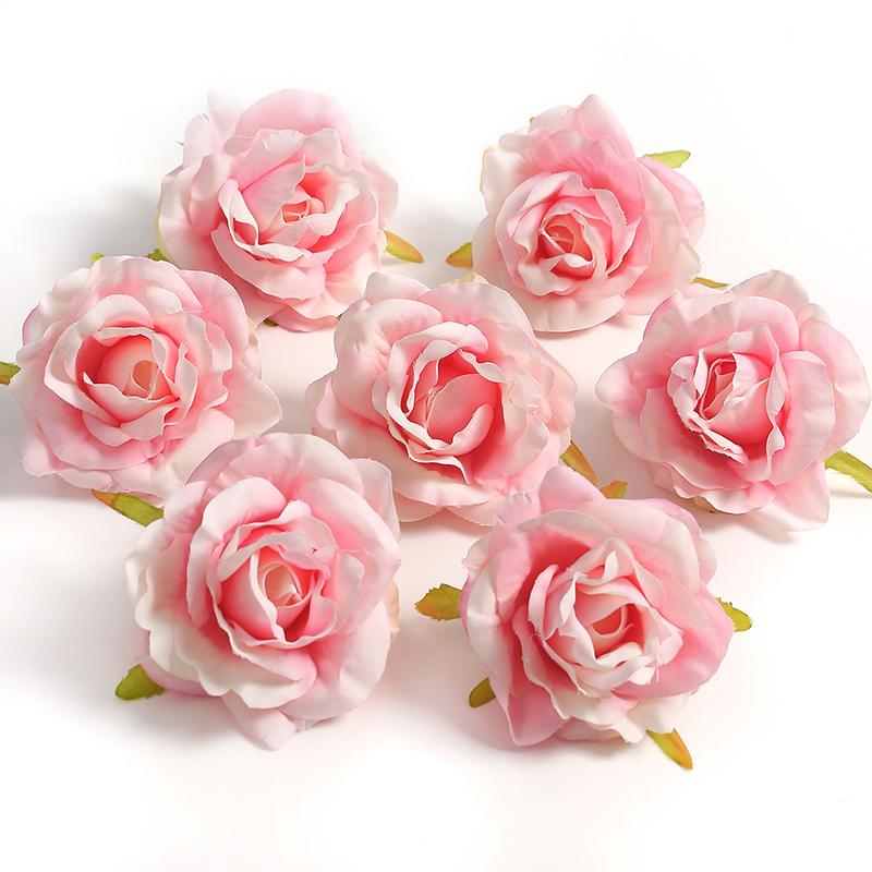 3/5Pcs Rose Artificial Flowers Heads 7cm Fake Flowers for Marriage Wedding Decorations Home Decor DIY Craft Garland Accessories
