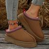 2024 Autumn and Winter Fashion New Solid Color Round Toe Warm Plus Velvet Casual Comfortable Thick Bottom Women's Short Boots