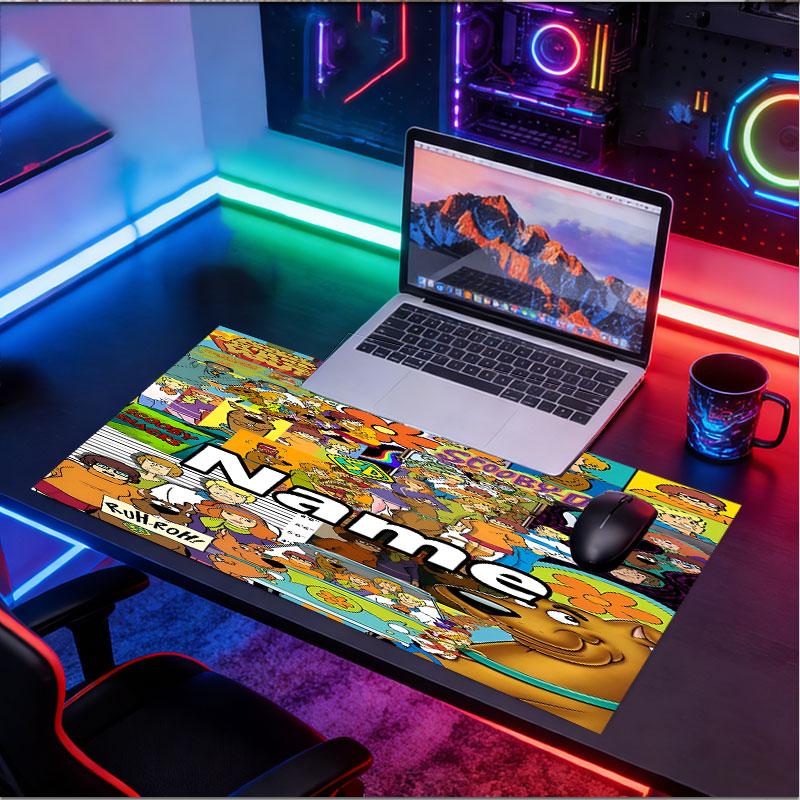 Custom Name Personalized Scooby Pattern Mousepad, Laptop PC Desk Mat, Decorative Desk Mat for Home Keyboard Pad Gift