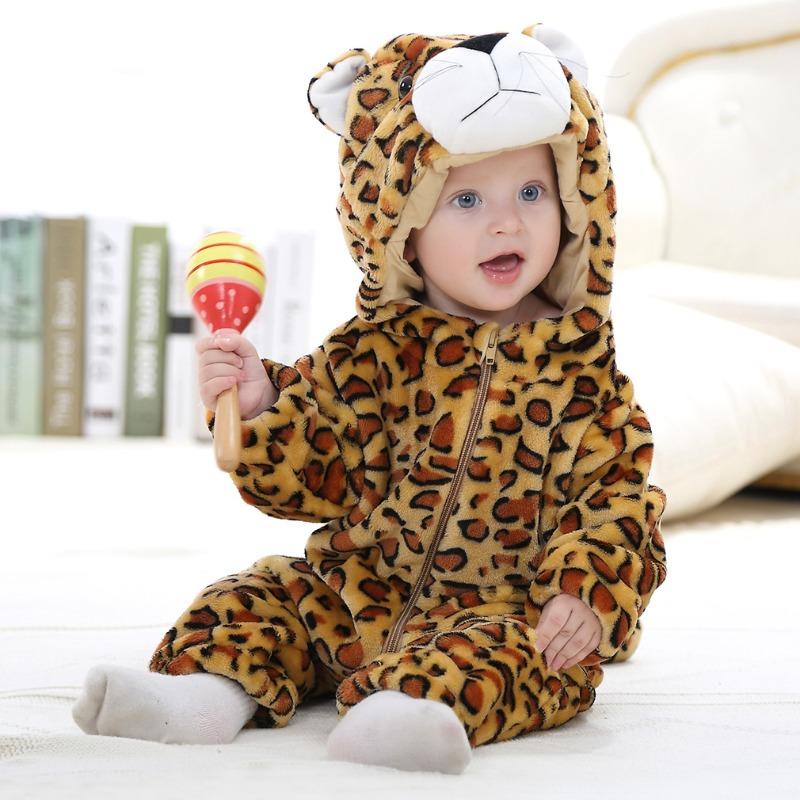 Flannel Animal Shaped Jumpsuit, Baby Hooded Crawling Suit, Children's Cartoon Performance Suit