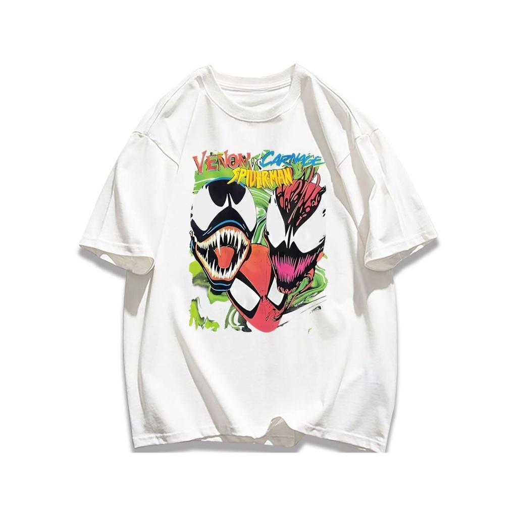 American Retro High Street Fashion Brand Shortsleeved Tshirt for Couples Summer Casual and Loose Unisexs Top