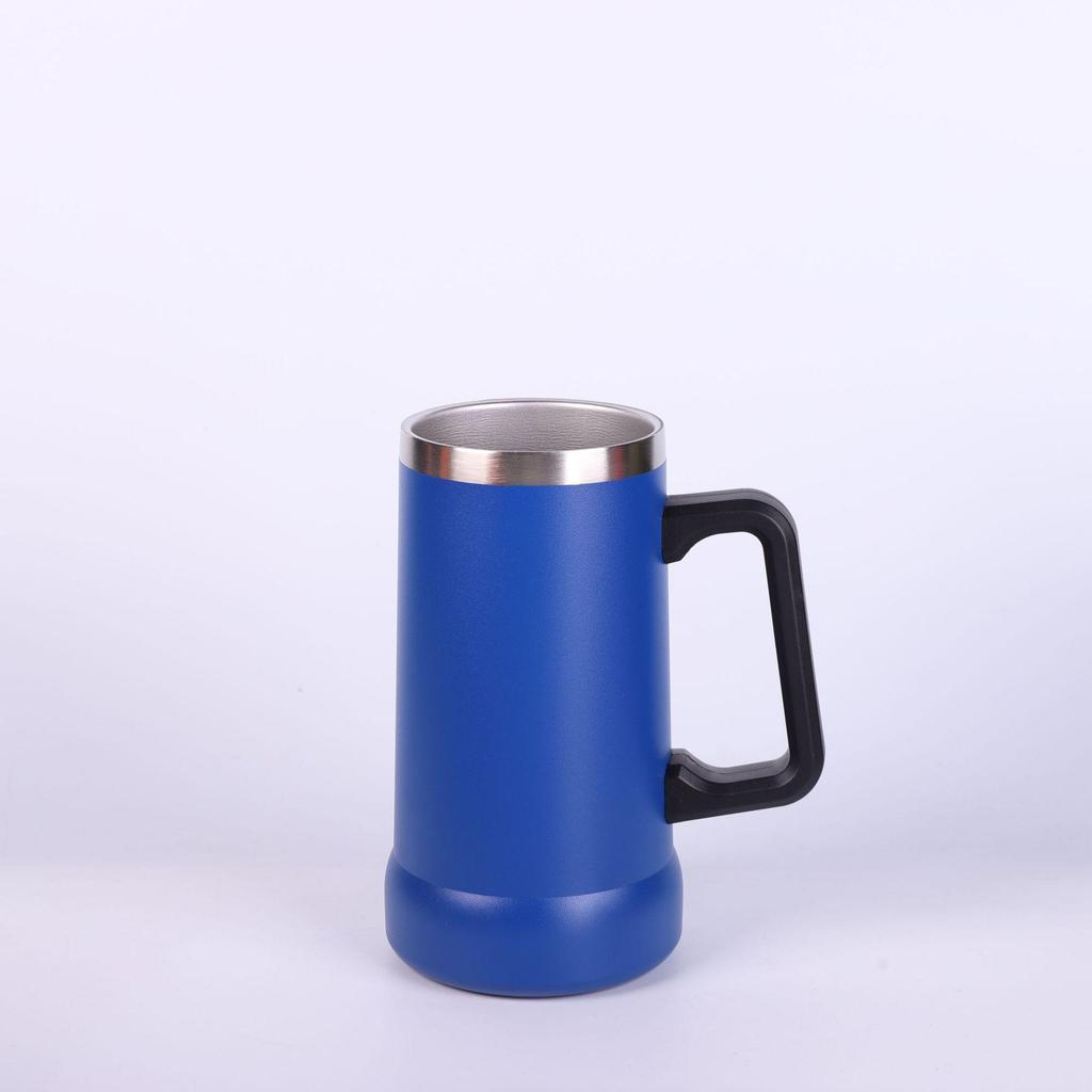 24oz doppelwandiger Bierkrug aus Edelstahl mit Henkel - Großes Fassungsvermögen, brasilianischer Stil