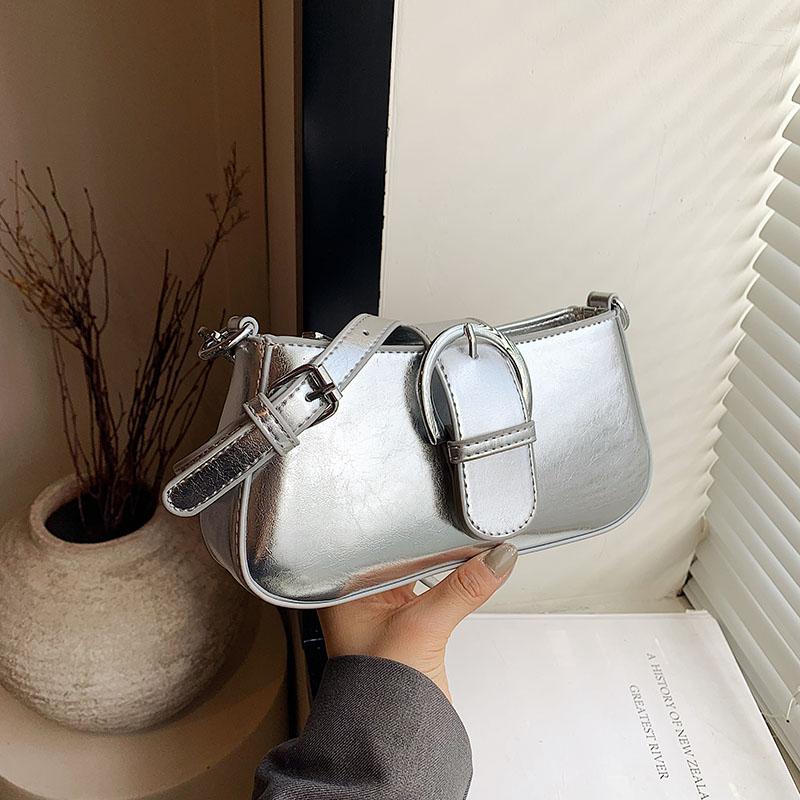new baguette bag women's dinner bag shoulder bag pack cosmetics storage Fashion bright PU material