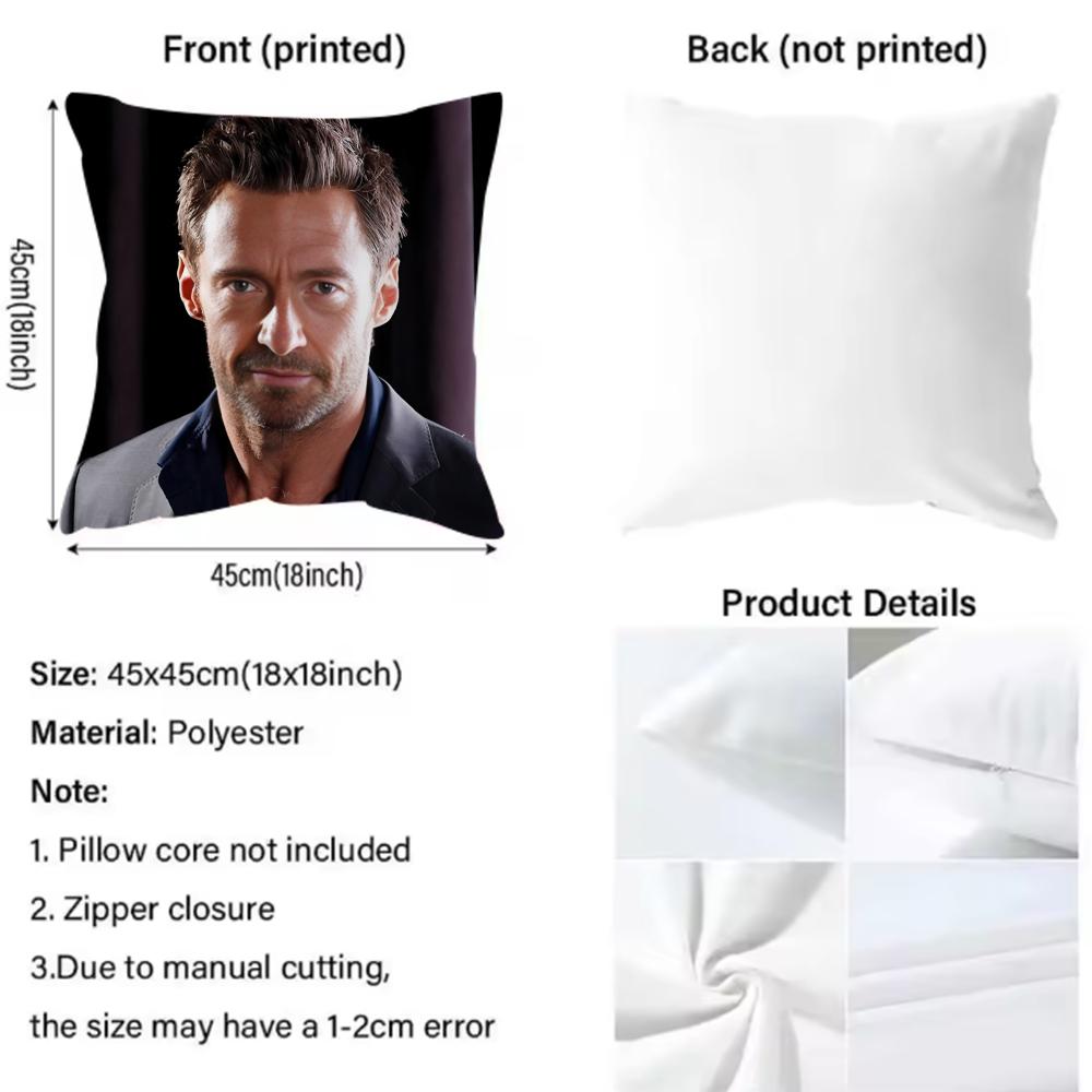 Vlastní povlak na polštář H-Hugh Jackman Prémiový komfort Oboustranný povlak na polštář - Design dva v jednom pro jakoukoli místnost a interiér auta