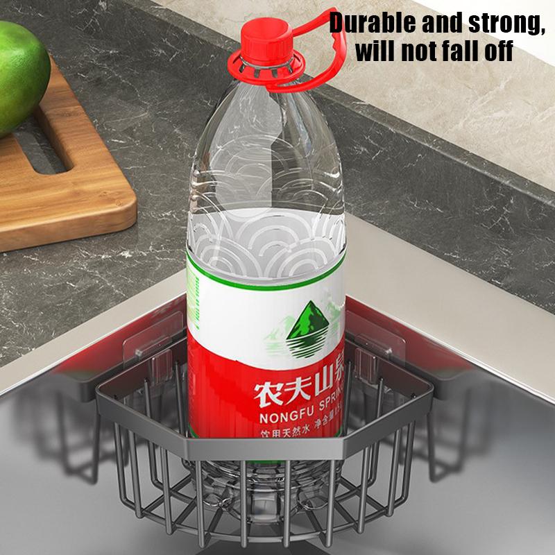 Kökstriangelformad avloppskorg Multifunktionell diskbänksförvaringsställ Väggmonterad avloppsställ Förvaringsställ för svamp och stålull