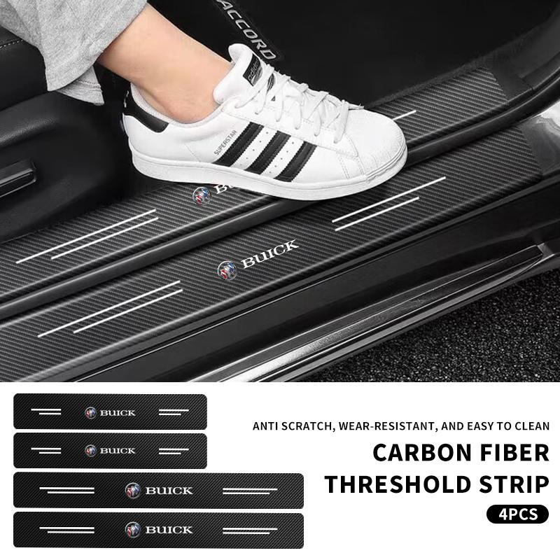 4Pcs Car accessories Door Sill Scuff Plate Decor Carbon Fiber Stickers For Buick Century Excelle XT Envision enclave royaum GL8