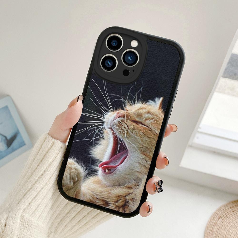 For Iphone 14 Funny Cartoon Cat Phone Case for Iphone 14 13 11 12 Pro MAX 13 12 MiNi 7 8 14 Plus SE2020 X XS XR Lambskin Covers