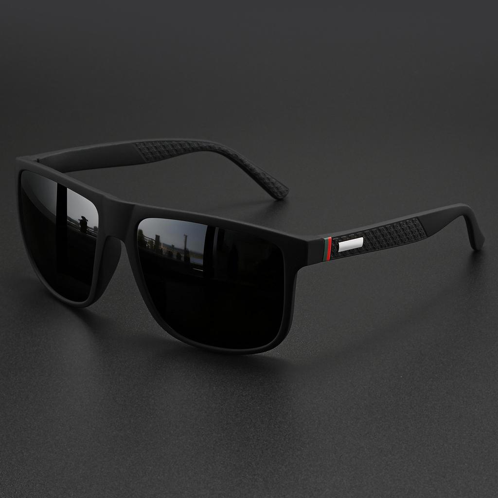 New fashionable polarized sunglasses, red and green striped temple colorful film driving sunglasses advanced sense P