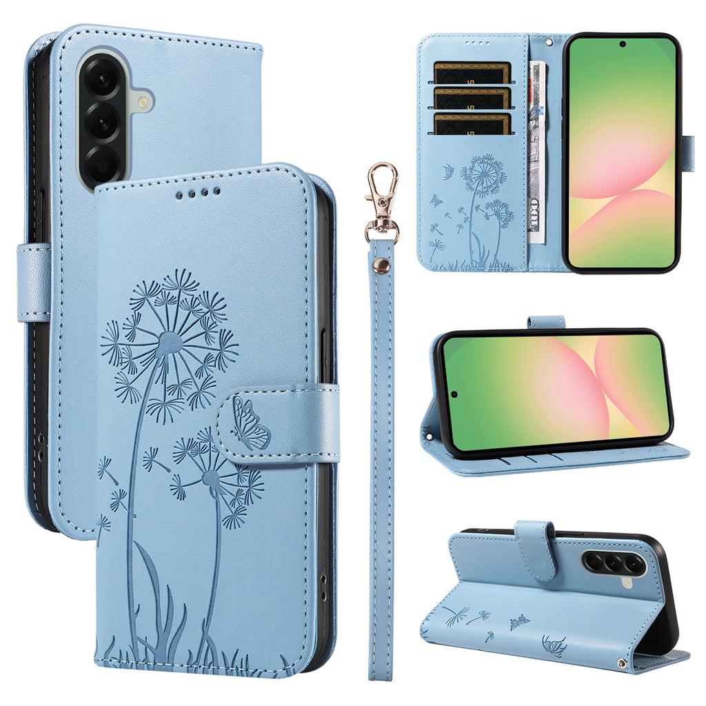 For Samsung Galaxy A57 5G Leather Wallet Case with Strap Dandelion Imprint Phone Stand Cover
