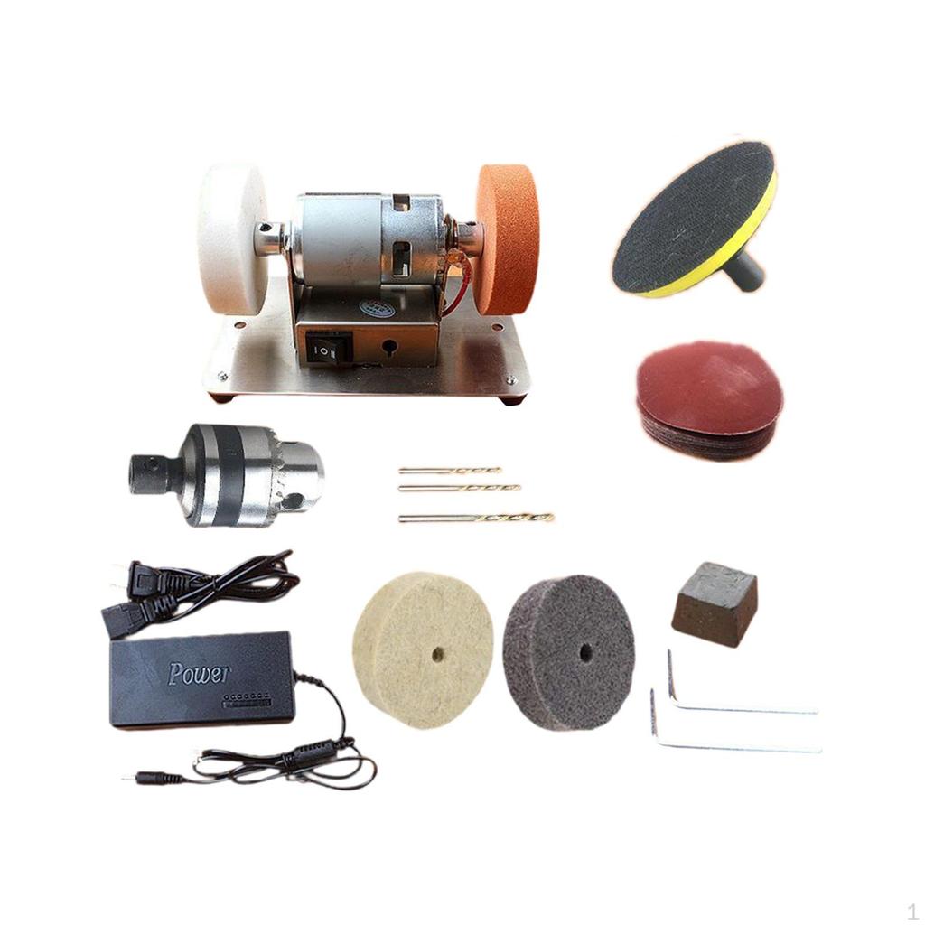 Mini Bench Grinder Grinding Tool 7 Speed Adjustable Crafting Polisher Benchtop Sander for Home