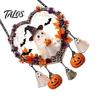 Creepy Skeleton Theme Decor Halloween Acrylic Love Heart Wreath Ornament, Cartoon Owl Ghost Witch Festive Hanging Decoration Decor, Party Pendant with
