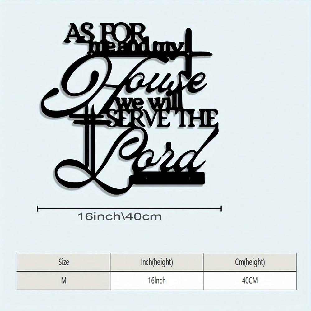 

Christian Bible Scripture Wall Art Powder Coated Metal Religious Home Decoration Me and My Home Will Serve the Lord чорний