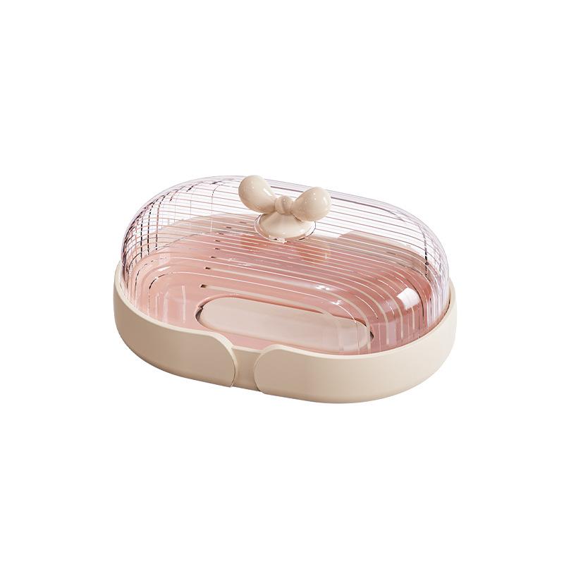 Transparent Bathroom Soap Box with Cover Dust-proof Laundry Table Balcony Bathroom Soap Soap Storage Box Drain Box