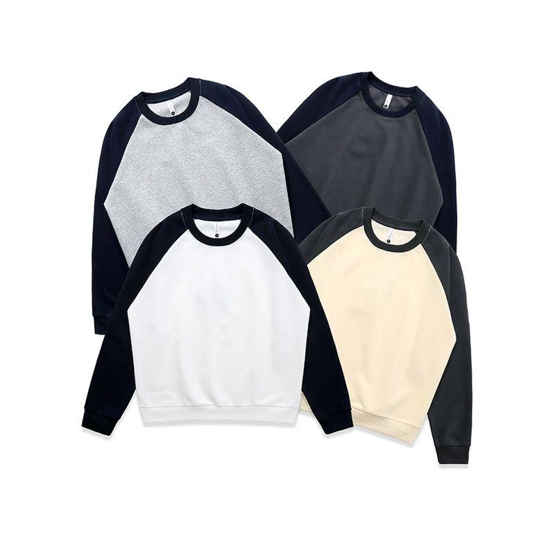 American Retro Trendy Brand Patchwork Color-Blocking Crewneck Sweatshirt for Men 2024 New Spring and Autumn Foreign Trade Men's Casual Jacket