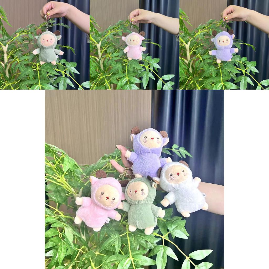 Lovable Plush Sheep Keychain Cartoon Figure Soft Backpack Ornament For Trendy Girls