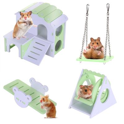 Kleintiere Kleintiere Bewegung Hamsterhaus Holz Hängeschaukel Spielspielzeug Set