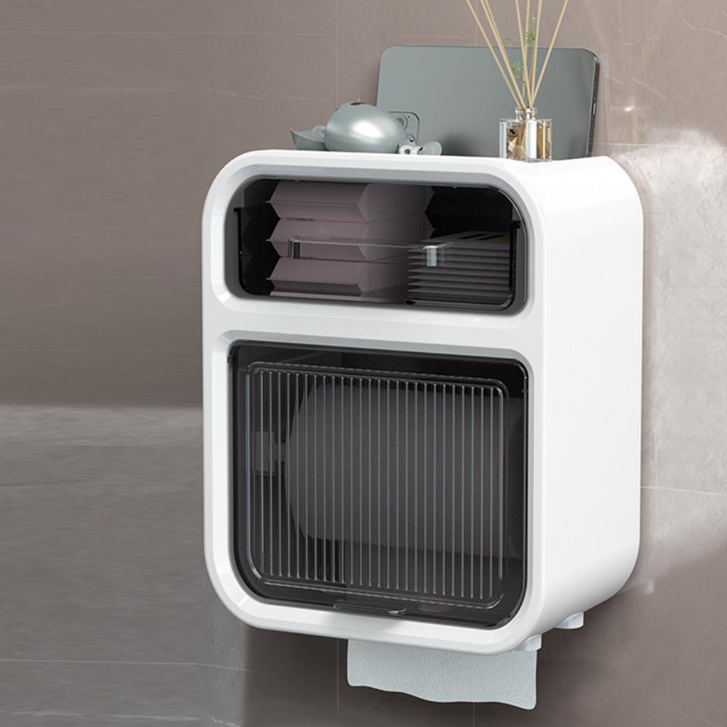 Toilet Paper Dispenser Toilet Paper Holder Stand Bathroom Storage Box Organizer with Drawer for Sanitary Pad Paper