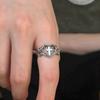 Punk Gothic Cross Heart Open Rings For Men Women Hip Hop Fashion New Unisex Jewelry Couple Gift Party Rock anillos