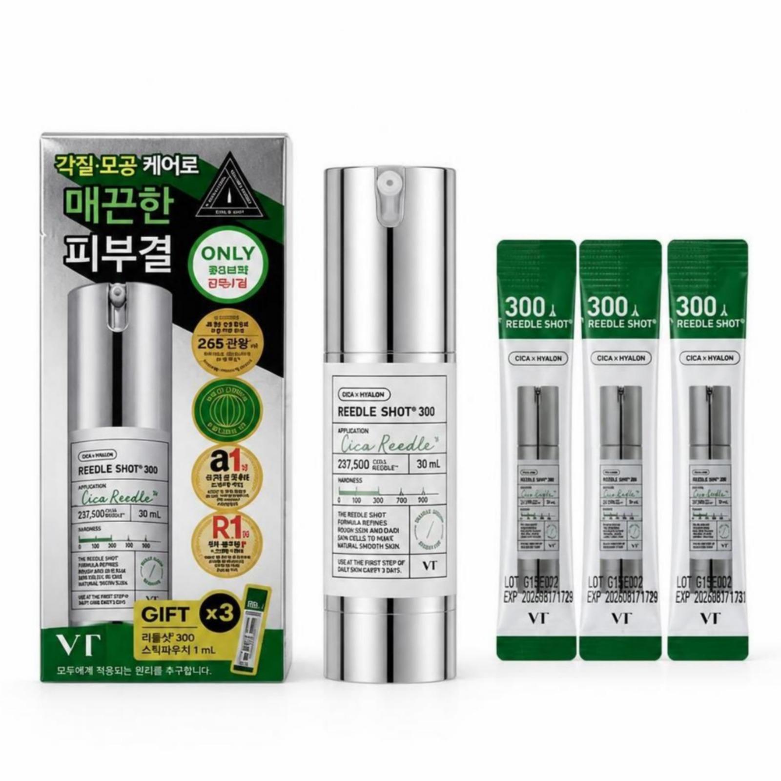 VT Cosmetics Reedle Shot 300 Skin Booster Essence Set 30ml (+ Reedle Shot 300 Sachet 1ml × 3pcs)
