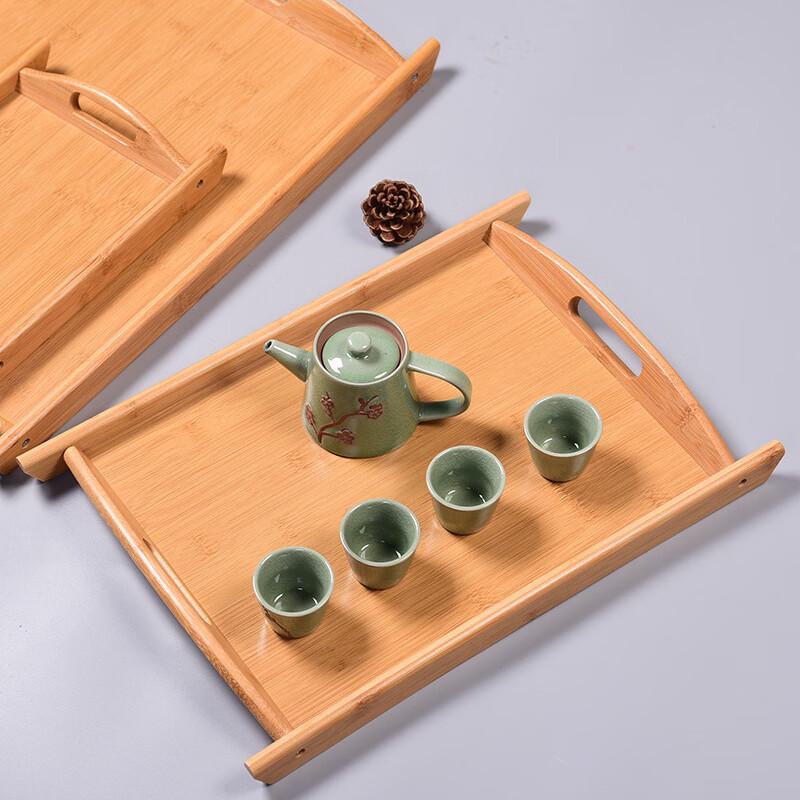 ZISIZ Bamboo Round Edge Tea Tray