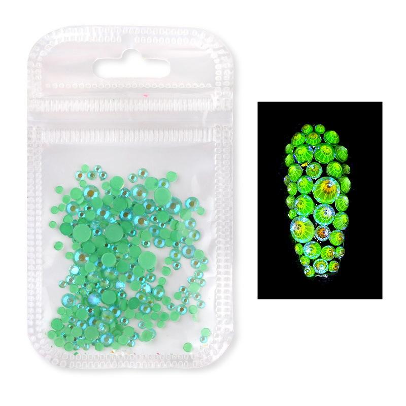 Hot-Selling Halloween Manicure Sticker Diamond Luminous Drill Ss6-Ss20 Multi-Size Mixed Fluorescent Drill
