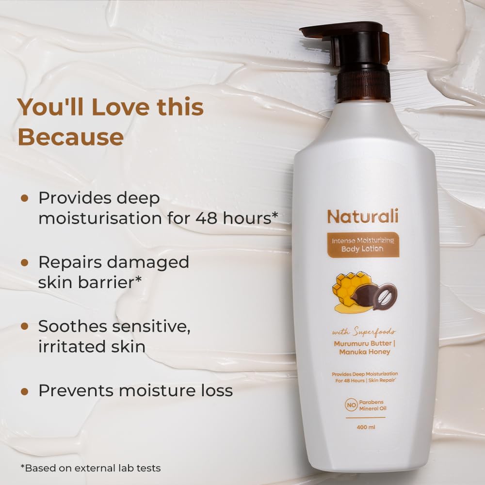Naturali Intense Moisturisation Body Lotion 400 Ml Deep Hydration For Dry Skin Barrier Repair Daily Use Paraben Free Care