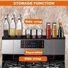 Stove Top Shelf 30 Inch Silicone Material Magnetic Shelf for the Stove 3 Functional Partitions Kitchen Spice Rack Organizer Bla