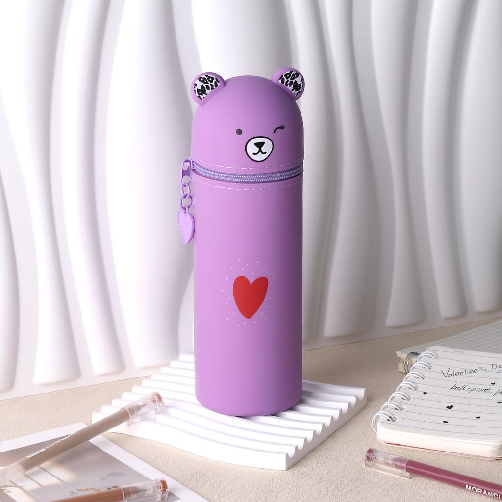 Custom Bulk Buy Beautiful Colors Silicone Multifunctional Pencil Case Novelty Kawaii Pencil Bag School Supplies Novelty Gifts