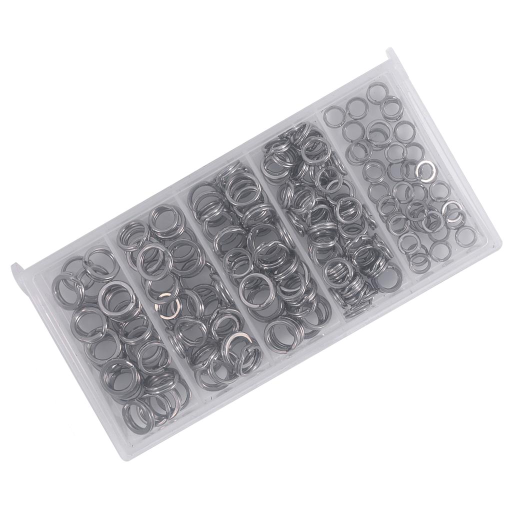 200PCS 5Sizes Heavy Duty Stainless Steel Split Rings Solid Lures Connectors Fishing Tackle