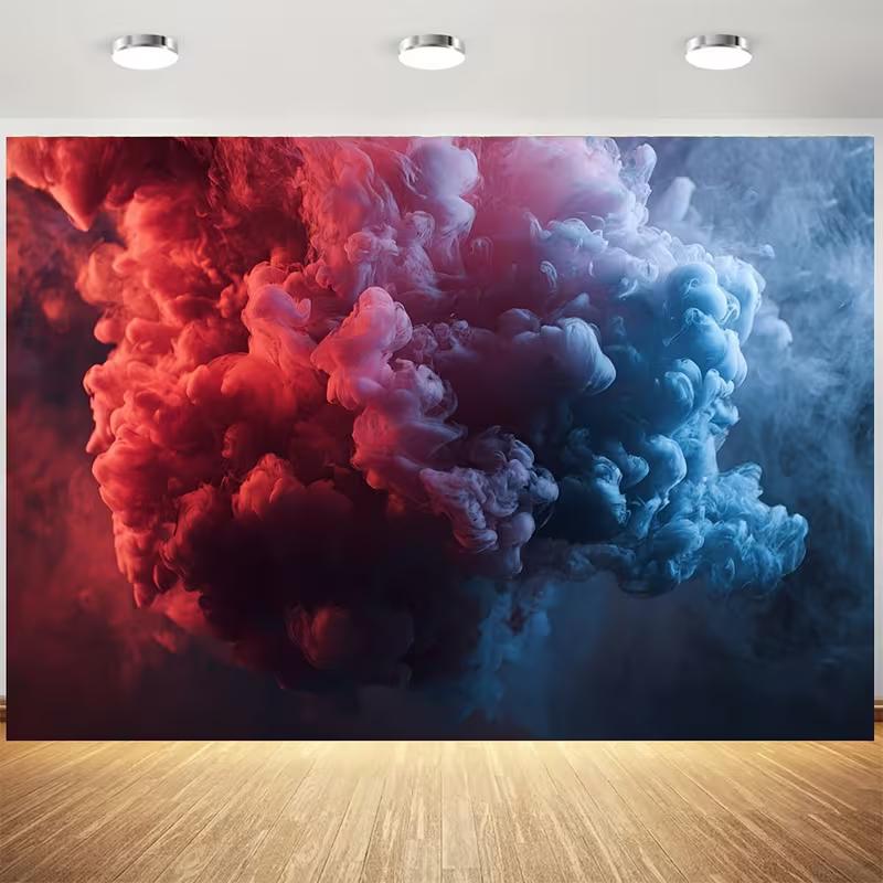 

2D Colorful Smoke Art Photography Backdrop, Red to Blue Ink Cloud Swirl Background 47.2x31.5inch/120*80cm