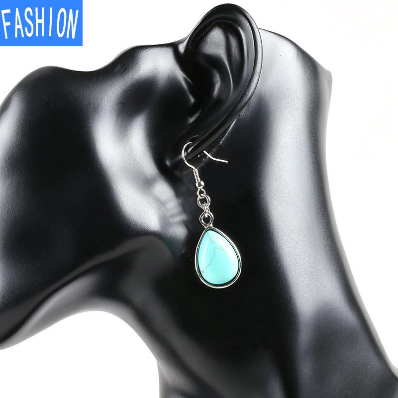 

Европейские и американские модные женские серьги с каплями воды, женские серьги с натуральными полудрагоценными кристаллами, простые серьги turquoise green