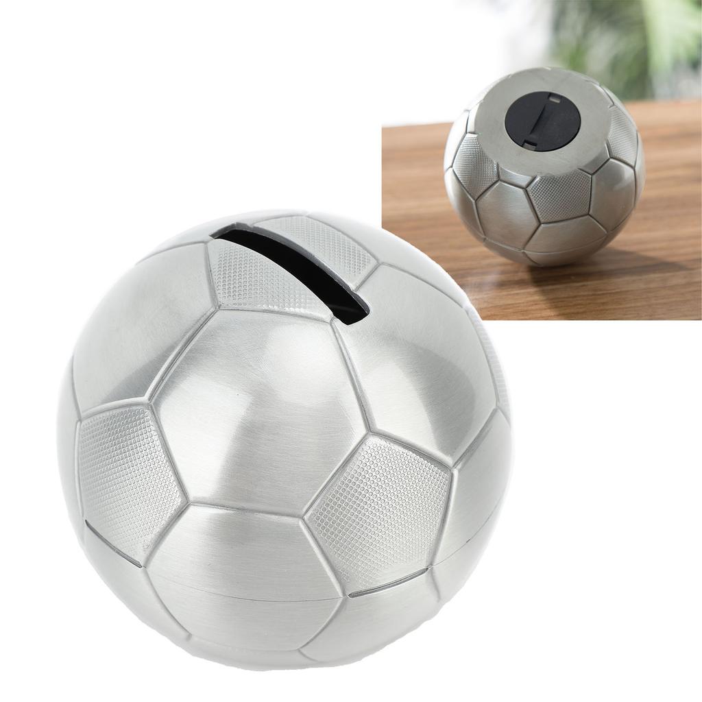 Metal Soccer Coin Bank Large Capacity Decorative Multifunction Soccer Ball Coin Bank Football Money Bank for Kids Boys Girls