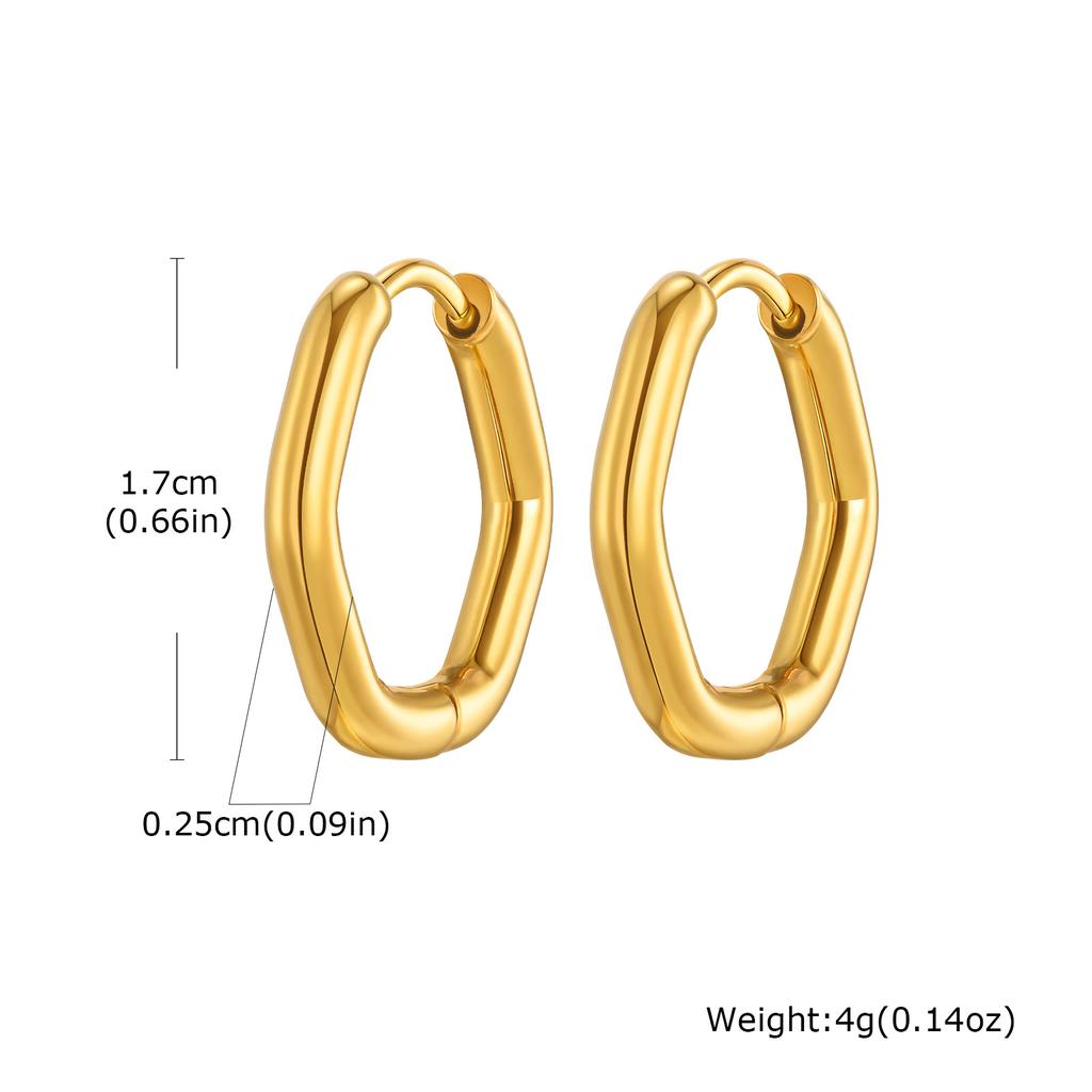 Minimalist Stainless Steel Hoop Earrings For Women, Geometric Oval Heart Gold Plated Huggies Earrings, Chic Jewelry Gift