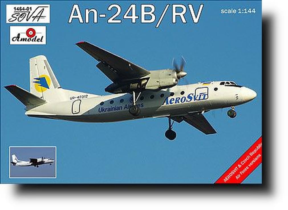 

Модель авиалайнера Антонов Украинские авиалинии пластиковая модель 1/144 Ан-24Б/РВ двухмоторный АМ1464-1