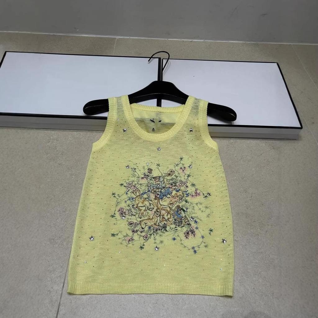 D Brand European-Style Summer Knit Vest: Animal Design, High-Quality, Round Neck, Thin, Casual.