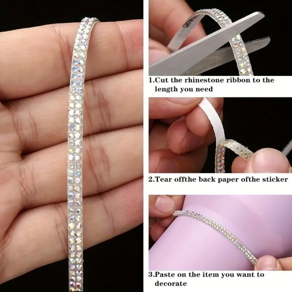 5M Self Adhesive Crystal Rhinestone Sticker 5mm Width Crystal Motif Self Adhesive Rhinestone Multicolour Adhesive Diamond