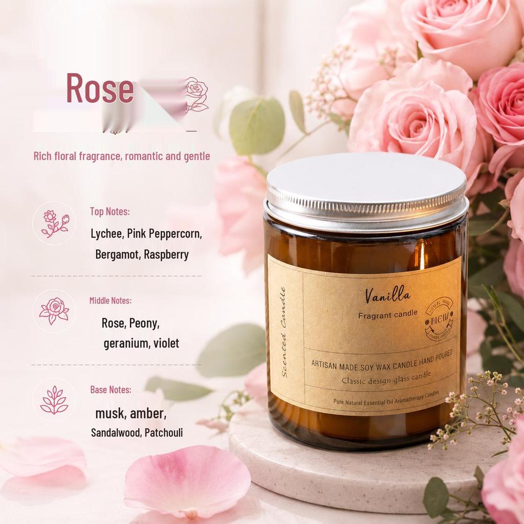 Luxury Long-lasting Soy Wax Candle - High-end Glass, Indoor Aroma, Perfect for Bedroom Decor & Gifts