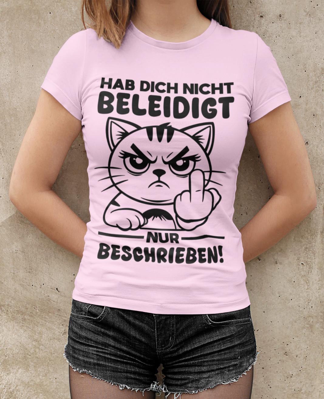 Nicht Beleidigt beschrieben Katze Mittelfinger Damen T-Shirt Mens Womens Tees Top Tailliert Baumwolle XL